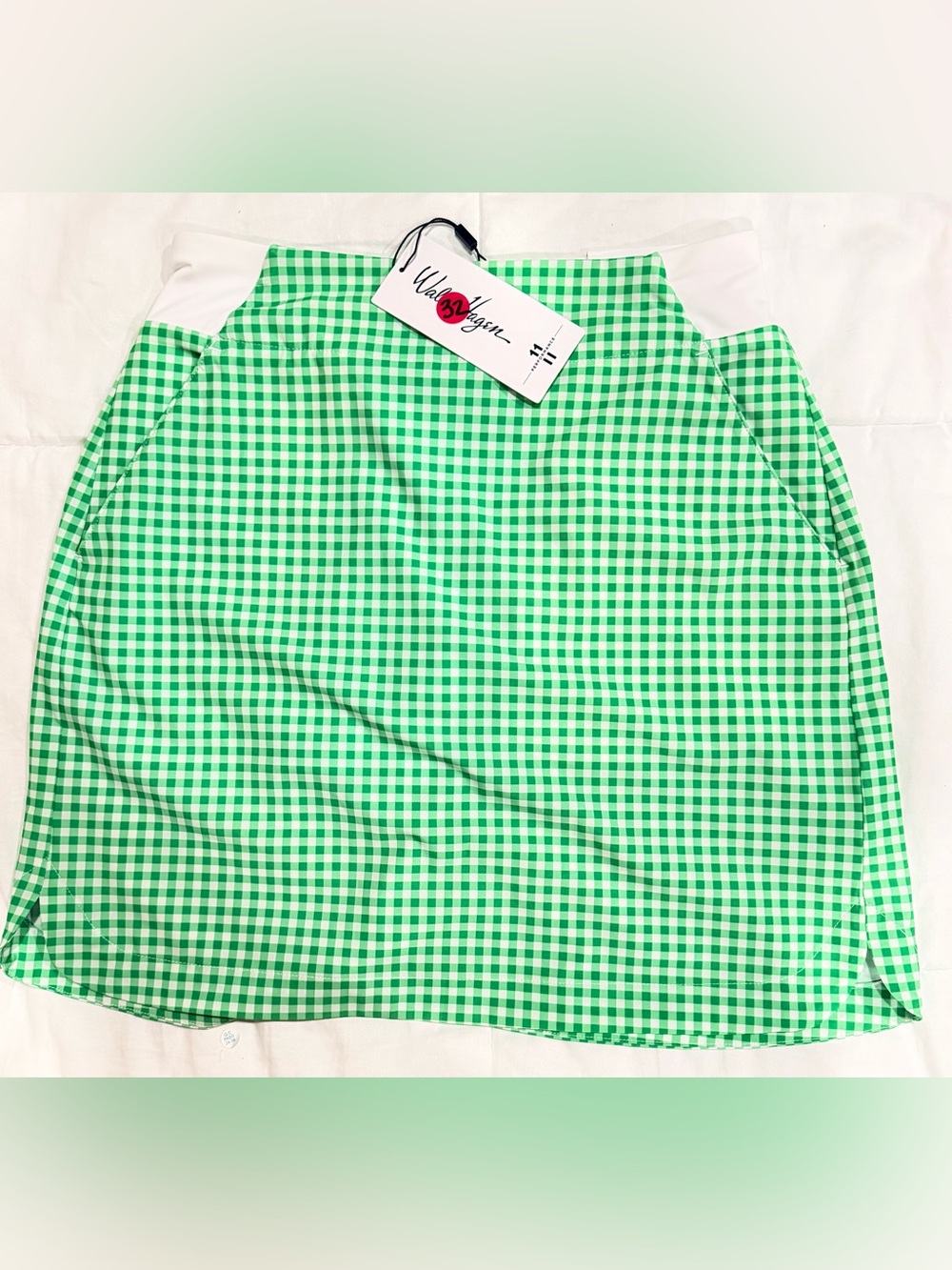 Walter Hagen Green and White Gingham Athletic Golf Skort NWT